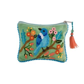 BIRD SOFT GREEN VELVET BAG 6X8&quot;