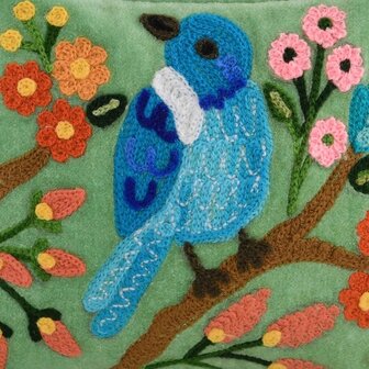 BIRD SOFT GREEN VELVET BAG 6X8&quot;