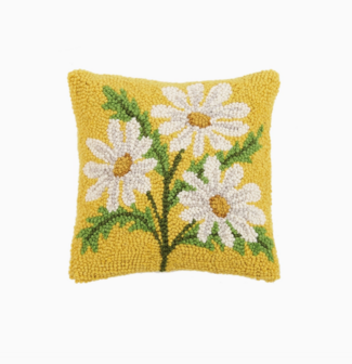 hand-knotted cushion with daisy 10x10&quot;