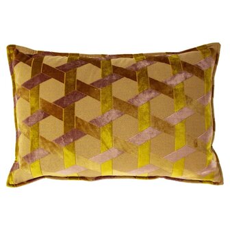  Delano Velvet Jacquard Cushion Ochre/Blush 40 x 60 cm