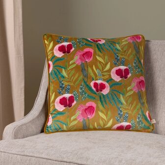 House of Bloom Poppy Cushion Saffron 16.9 X 16.9 INCH