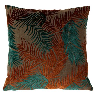 Palm Grove velvet jacquard cushion green blue/rust 19.7 x 19.7 inch