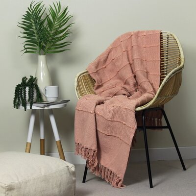 Motti woven plaid with tufted stripes, blush