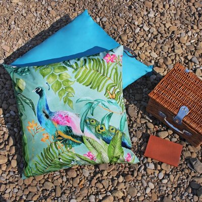 Peacock Large outdoor floor cushion, Seafoam 70 x 70 cm