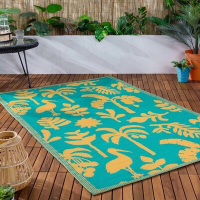 Rug - Marula - indoor/outdoor - yellow/teal - 47,2 x 70,9 in