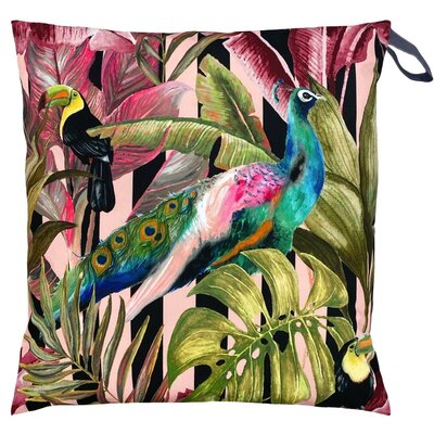 Toucan and Peacock large outdoor floor cushion 3,9 x 27,6 x 27,6 in