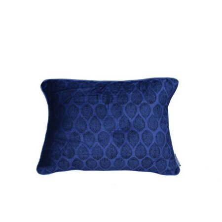 Velvet cushion block print - blue