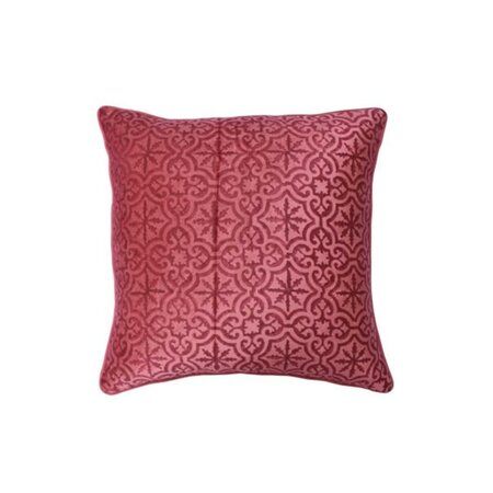 Cotton velvet cushion with design - pink