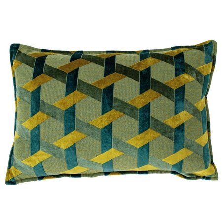 Delano Velvet Jacquard Kussen groenblauw/goud 40 x 60 cm